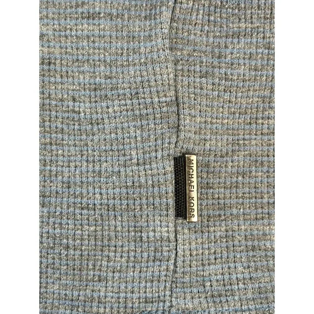 Michael Kors Blue Waffle Knit Hoodie Sweater Long Sleeve Winter Casual Comfort S